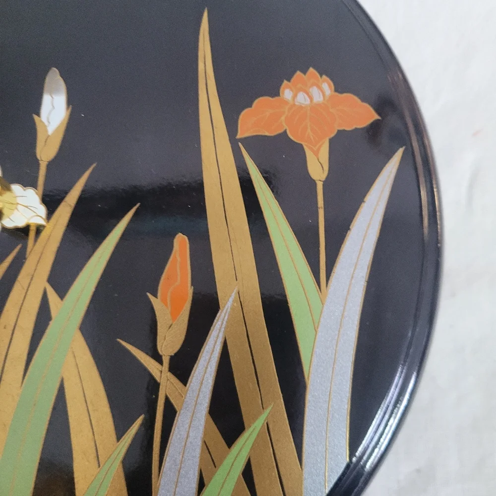 Vintage Otagiri Lacquer Box Lidded Floral Divided Insert Japan - Picture 5 of 14